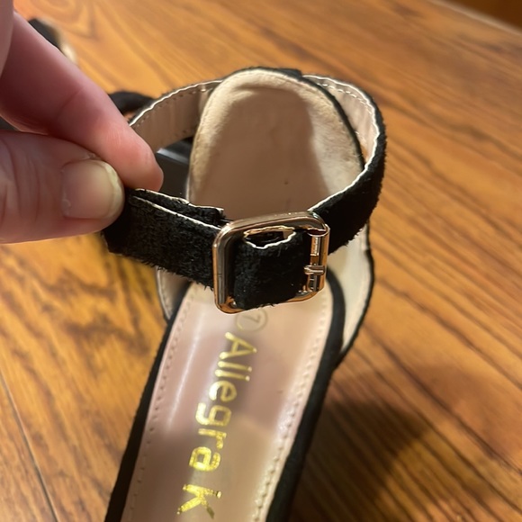 Allegra K Suede Open Toe Kitten Heel Ankle Strap Sandals, Black, Size 7. - Picture 7 of 8